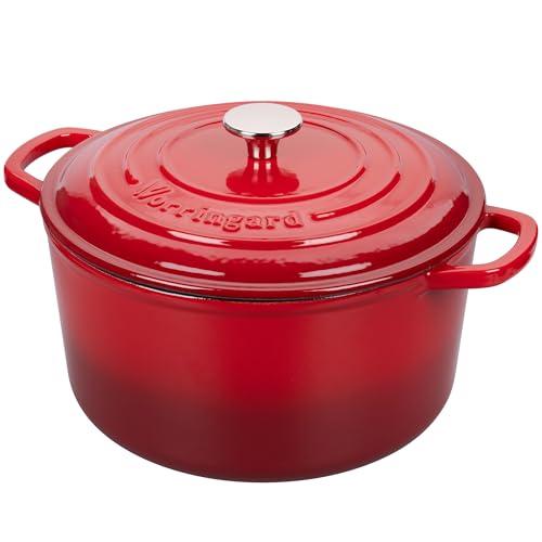 Enameled Cast Iron Dutch Oven Pot with Lid (4.5 QT / Red)