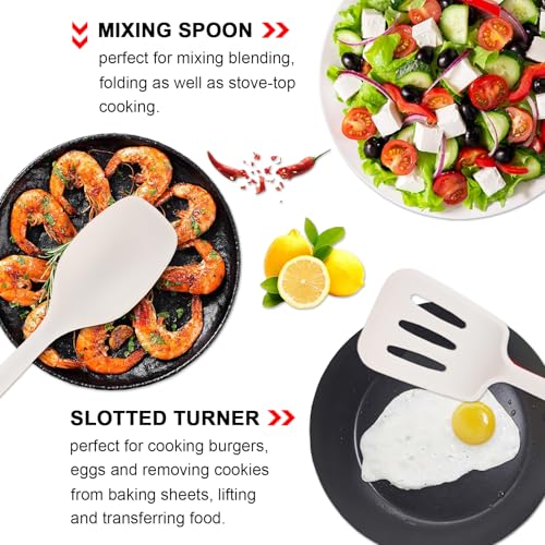 Silicone Kitchen Utensils Set of 4 (Large 4-Piece Set / White)