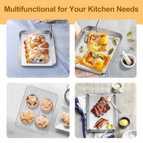Stailess Steel Baking Pan with Rack Set of 2