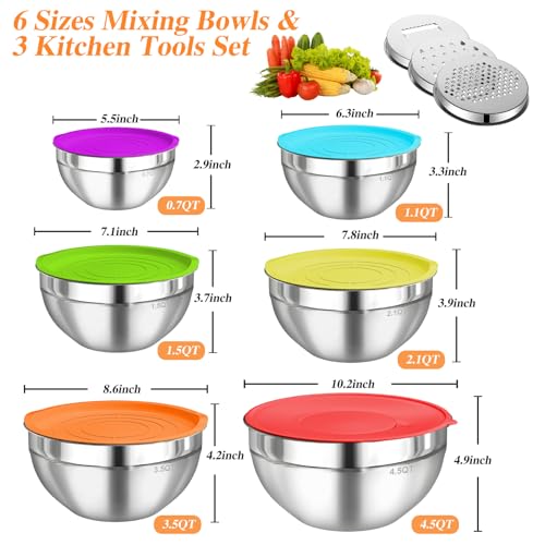 Mixing Bowls with Lids Set (Multicolor)