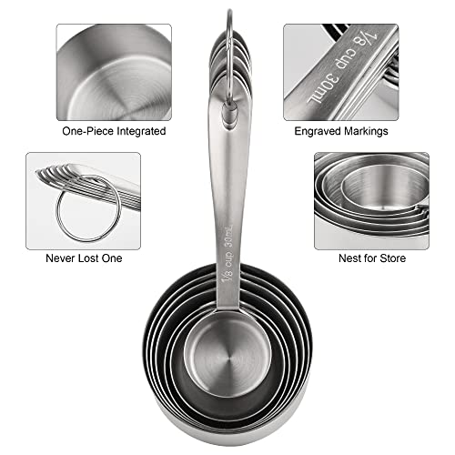 Measuring Cups and Spoons Set 16 (A: 7cups+6spoons / Siliver)