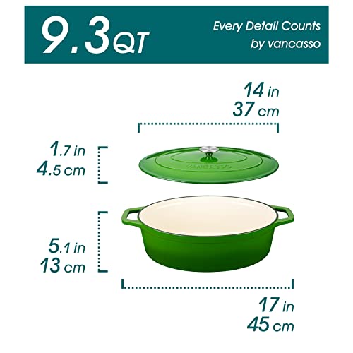 9.3 Qt Oval Enameled Cast Iron Dutch Oven with Lid (9.3 Qt-oval / Green)