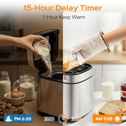 25-in-1 2.5LB Bread Maker with Built-in Electronic Scale (White)