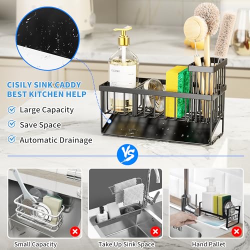Kitchen Sink Caddy Organzier with High Brush Holder