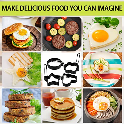 Egg Ring LeeLoon 4 Pack Stainless Steel Egg Ring Molds With Non Stick Metal Shaper Circles For Fried Egg McMuffin Sandwiches