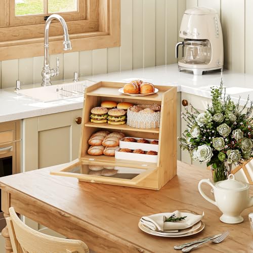 Bread Box Bread Box for Kitchen Countertop (Natural)