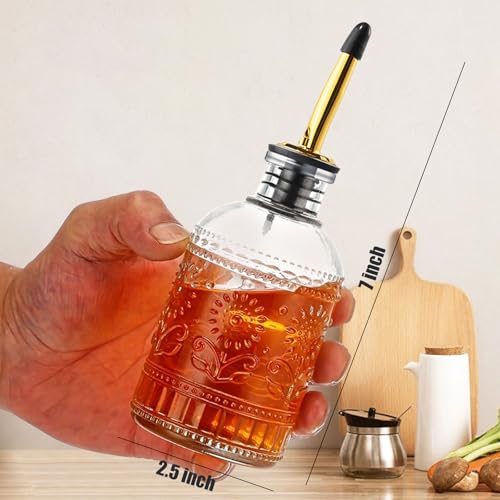 4 Pcs Olive Oil Dispenser Bottle for Kitchen with Metal Spout (Small Round)