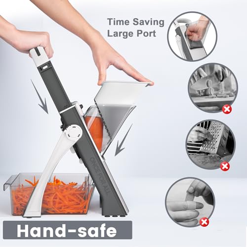 Safer Mandoline Slicer for Kitchen (GrayWhite)