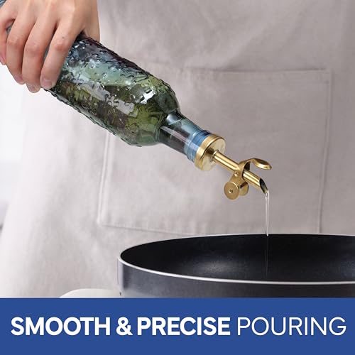Glass Olive Oil Bottle Dispenser (Floral / Blue)