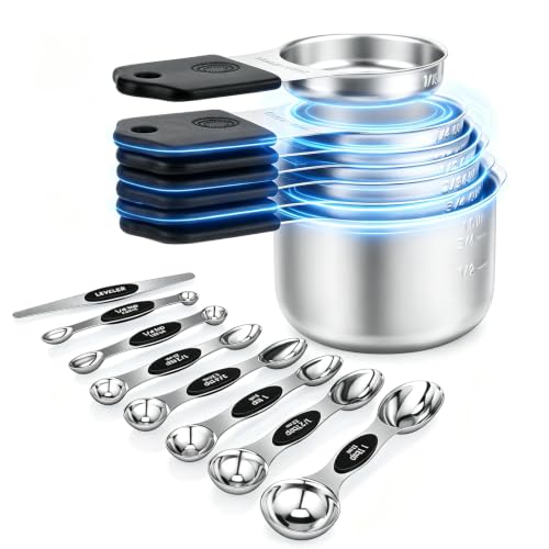 Magnetic Measuring Cups and Spoons Set (Black)