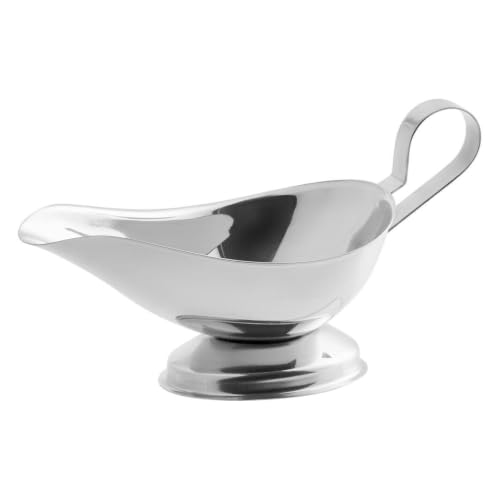 8 oz. Stainless Steel Gravy Sauce Boat Gadroon Base with Loop Handle Set of 12