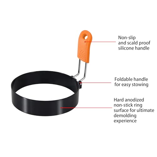 3.5" Egg Rings Set of 4 with Silicone Handle