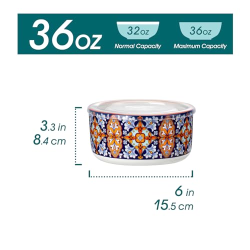 Ceramic Bowls with Lids Set of 4