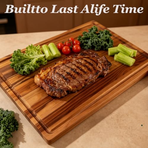 Extra Large Teak Wood Cutting Board 20" Wooden Cutting Boards for Kitchen (20"L x 15"W)