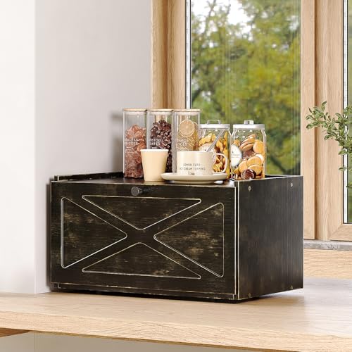 Bamboo Bread Box for Kitchen Counter Farmhouse Bread Storage Container Large Capacity Bread Storage Bin Bread Holder