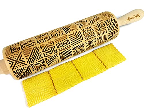 Embossing Rolling Pin Laser engraved rolling pin Gift for pottery and cookies by Algis Crafts