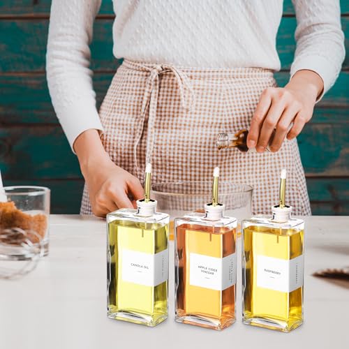 3 Sets Oil Dispenser Bottles 500ml with Nozzle Funnel Label (Gold)