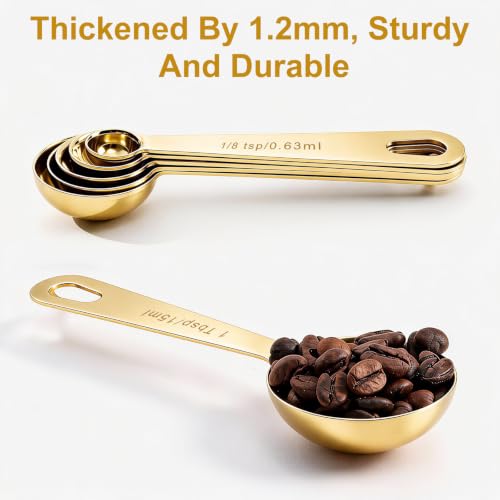 14-Piece 18/8 Stainless Steel Measuring Cups and Spoons Set, Gold (Gold / Set of 14)