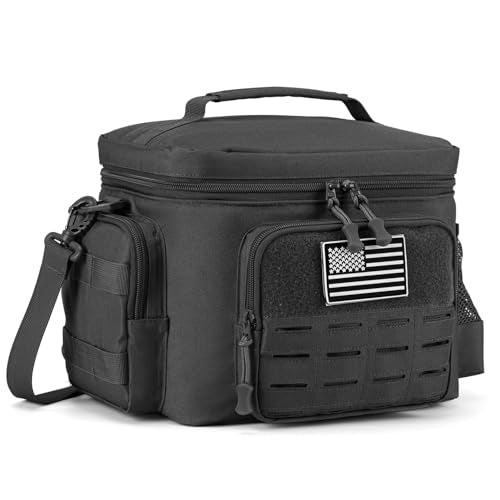 Tactical Lunch Bag for mens Military heavy duty lunch box work Leakproof insulated Durable Thermal Cooler Bag for Adult Meal for Office Camping Picnic Pail MOLLE Webbing