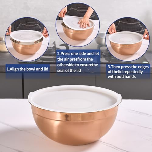 Rose Gold Mixing Bowls with Airtight Lids (Rose Gold / 7 Pieces)
