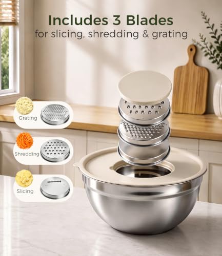Stainless Steel Mixing Bowls (Beige)