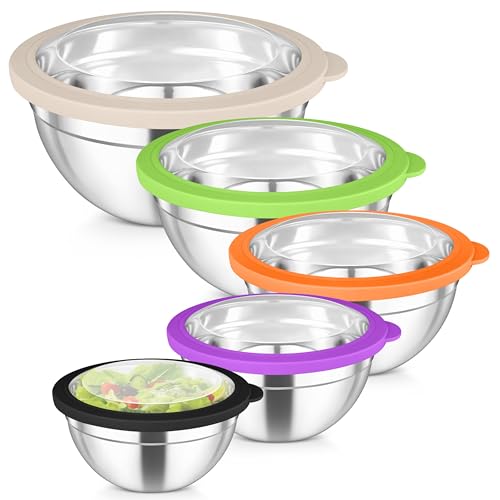 Mixing Bowls with Lids Set of 5 (Multicolor)