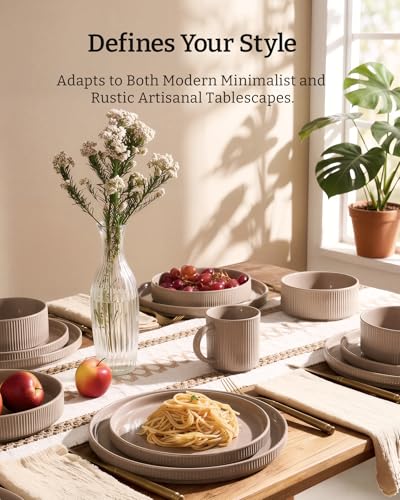Stoneware Dinnerware Set with Trim