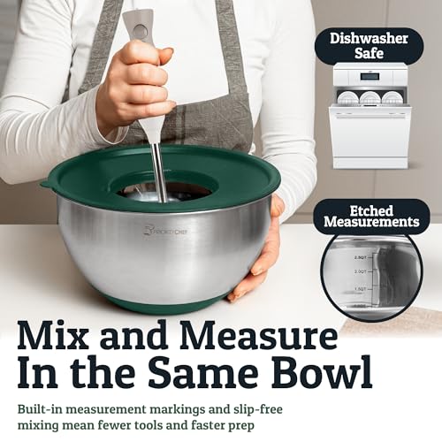 28pc Stainless Steel Mixing Bowls with Lids Set (Utensils - Green)