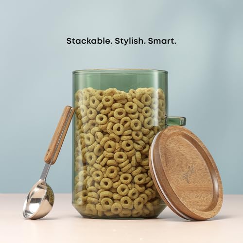 Holden 32oz Stackable Glass Storage Containers with Lids and Scoops