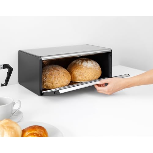 Rectangular Fall Front Bread Box (Matt Steel)