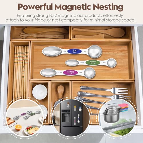 Magnetic Measuring Cups and Spoons Set (Multicolor)