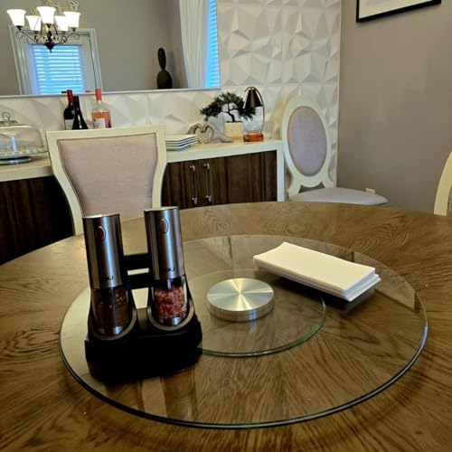 24" Tempered Glass Lazy Susan Turntable Dining Table Large Tabletop Rotating Tray Clear Serving Plate