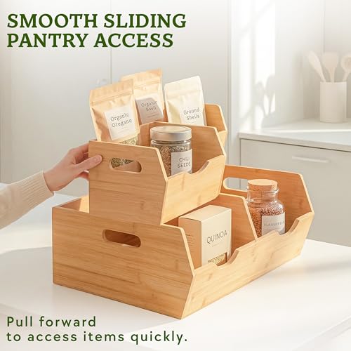 Extra Large Bamboo Pantry Storage Bins
