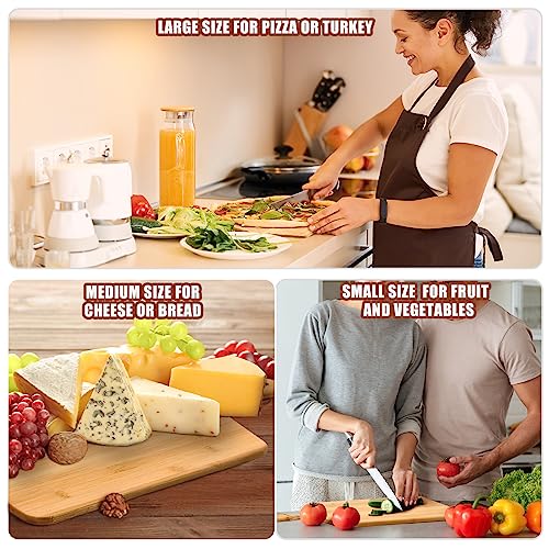 12 Packs 17 x 13 Inch Wooden Bamboo Cutting Board Set with Handles Large Kitchen Serving Plain Chopping Board Bulk Gifts for Mom for Vegetables Meat Pizza Cheese Fruit Bread (17 x 13 Inch)