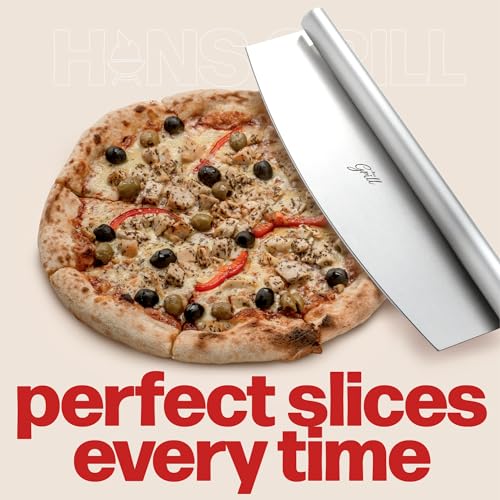 Pizza Cutter Rocker Blade By Hans Grill 14" Large Pizza Slicer Sharp