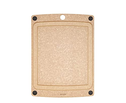 All-In-One Cutting Board with Non-Slip Feet and Juice Groove, 11.5" × 9", Natural/Black (11.5"L x 9"W / Natural/Black)