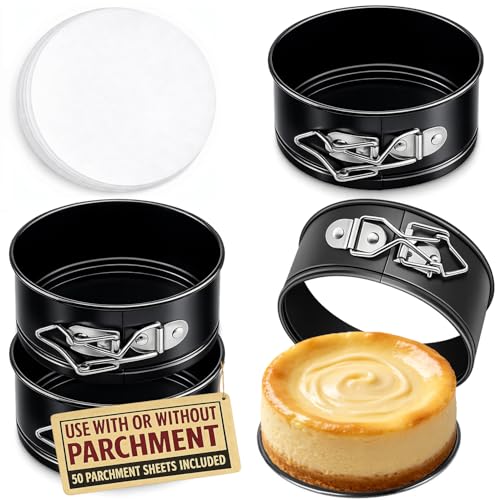 4 Inch Springform Pan Mini Baking Mold Round Leakproof Nonstick Removable Bottom Bakeware for Mini Cheesecakes