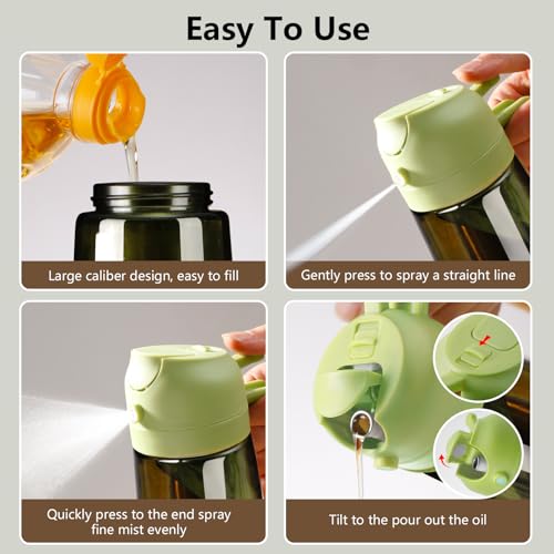 Olive Oil Dispenser and Oil Sprayer (Green / 1 Pack)