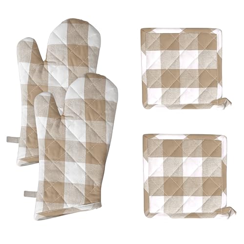 Pot Holders and Oven Mitts Sets for Kitchen Heat Resistant