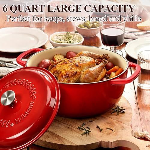 Enameled Cast Iron Dutch Oven (Red)