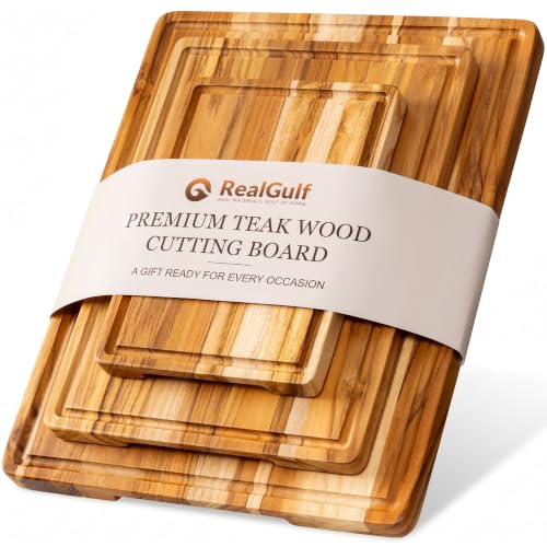 3 Piece Teak Cutting Board with Stand (3 Piece Set)