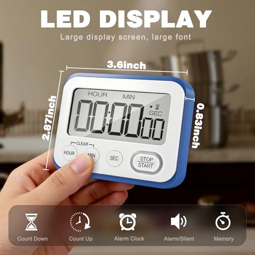 Digital Kitchen Timer Magnetic Loud Alarm (Blue)