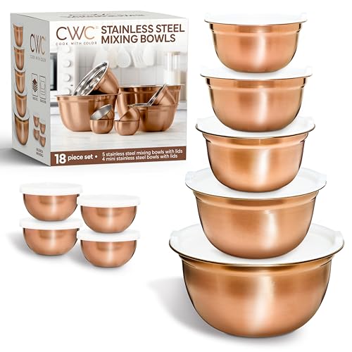 18 Piece Mixing Bowls Set with Airtight Lids (Copper)