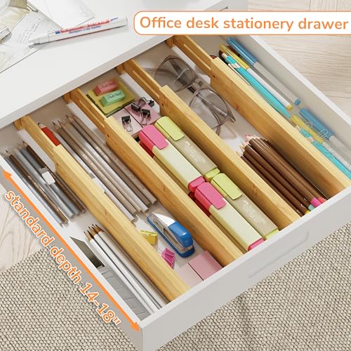 Drawer Dividers Bamboo Separators Organization Expandable Organizers for Kitchen Bedroom Bathroom Dresser Office 4