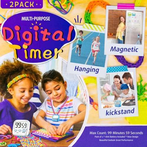 2 Pack Digital Timer for Kids Teacher Classroom Kitchen Office (2 Pack* Classic White / 2 Pack)