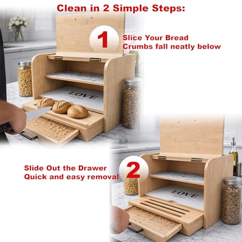 Premium FULLY ASSEMBLED Bamboo Bread Box (Bamboo)