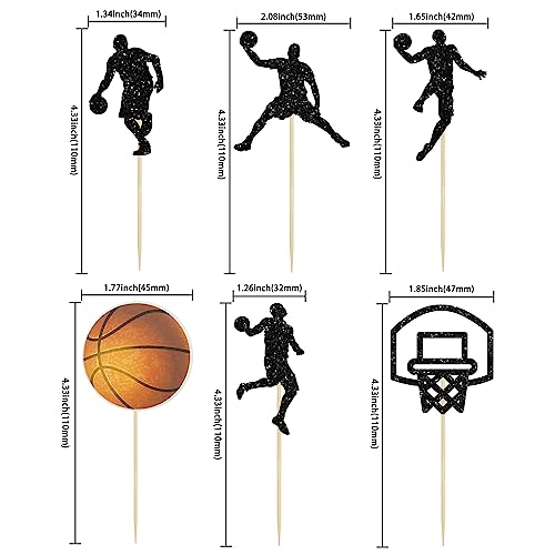 24Pcs Basketball Cupcake Toppers Star Sports Fan Backboard Picks Baby Shower Players Sports Theme Birthday Party Cake Decorations Supplies