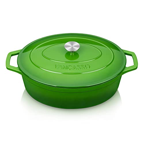 9.3 Qt Oval Enameled Cast Iron Dutch Oven with Lid (9.3 Qt-oval / Green)