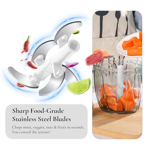 Pull‑String Manual Food Chopper with Sharp Blades