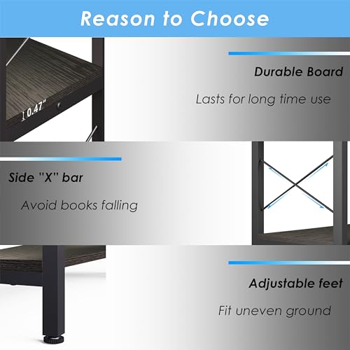Corner Bookshelves and Bookcases Industrial Corner Etagere Bookcase L Shaped Shelf 6 Tiers with Metal Frame for Living Room Home Office